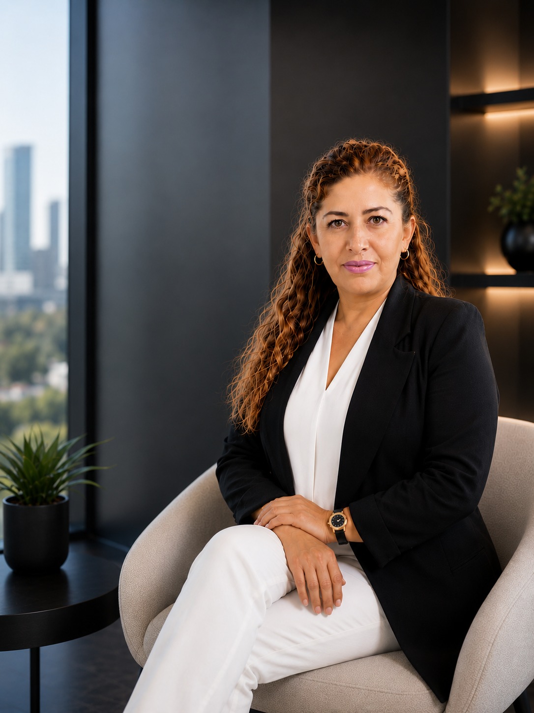Dulce Ramírez en una oficina